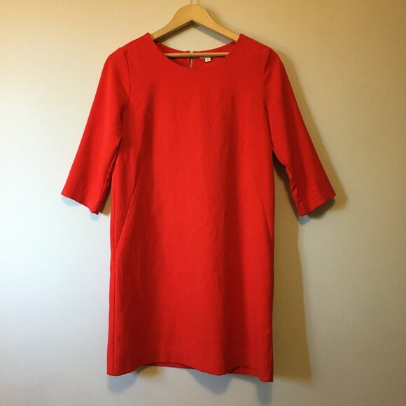 Poppy Red 3/4 Sleeve Shift Dress - Picture 2 of 13
